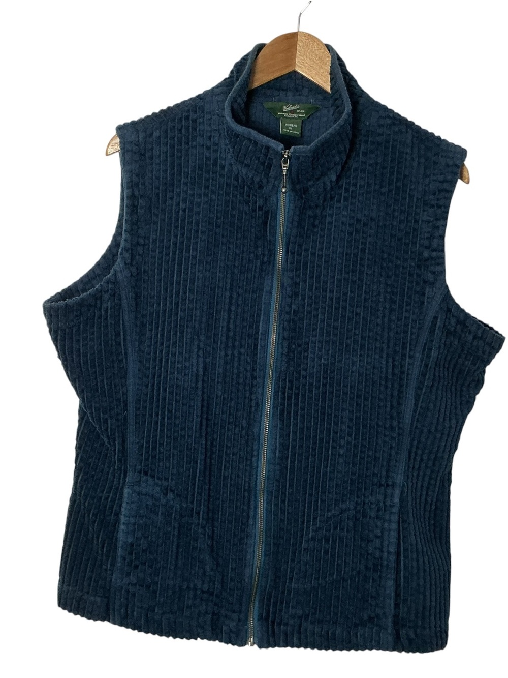 Woolrich Womens XL Vest Lot 2 Purple Fleece & Marine Blue Corded Waffle Zip⁠ - Picture 4 of 16